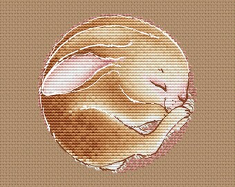Patrón de punto de cruz Baby Bunny bebé durmiendo descarga instantánea patrón pdf punto de cruz patrón de anuncio de nacimiento de bebé por SVStitch