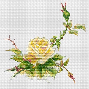 Single yellow rose cross stitch pattern