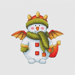 Dragon Snowman cross stitch pattern