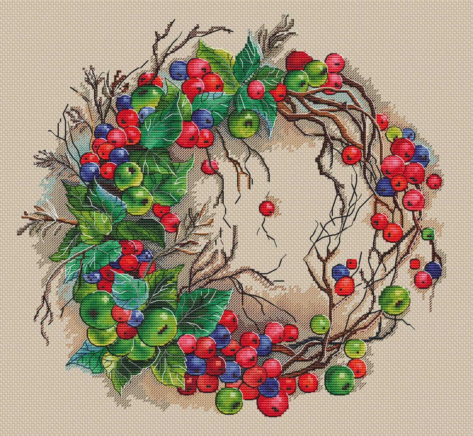 Apple Wreath Cross Stitch Pattern Green Apple Cross Stitch Etsy