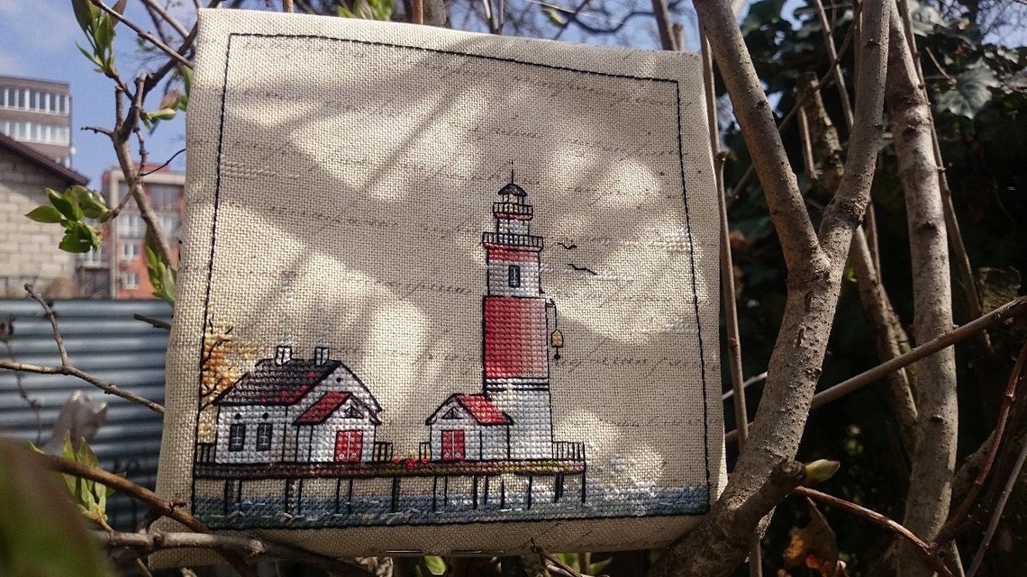 Lighthouse on the Pier Cross Stitch Pattern House on the Beach Etsy