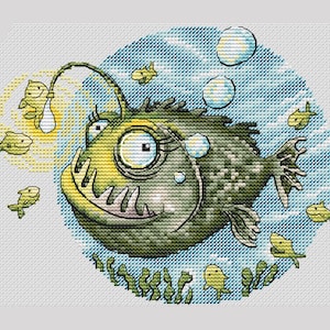Anglerfish cross stitch pattern
