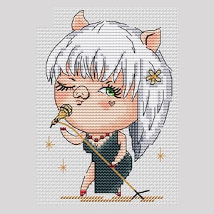 Pig diva cross stitch pattern