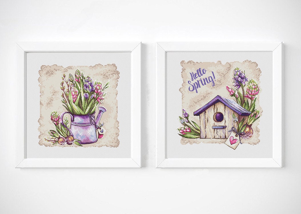 Spring Flowers Cross Stitch Pattern Watering Can Cross Stitch Garden spring-flowers-cross-stitch-pattern-watering-can-cross-stitch-garden