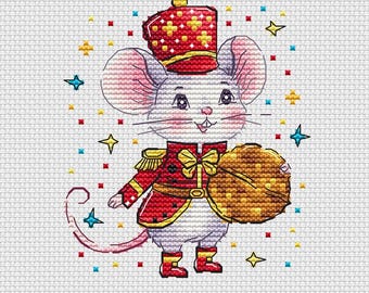 Mouse boy with cookie cross stitch pattern