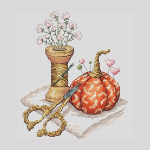 Gold scissors cross stitch pattern