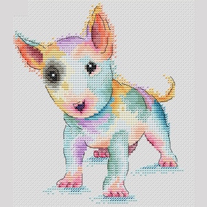 Bull terrier puppy cross stitch pattern