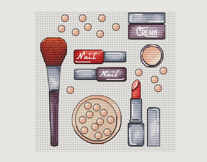 Set of Cosmetic Cross Stitch Pattern Cosmetics Cross Stitch Etsy