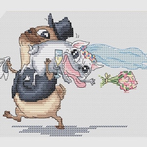 Dog wedding cross stitch pattern