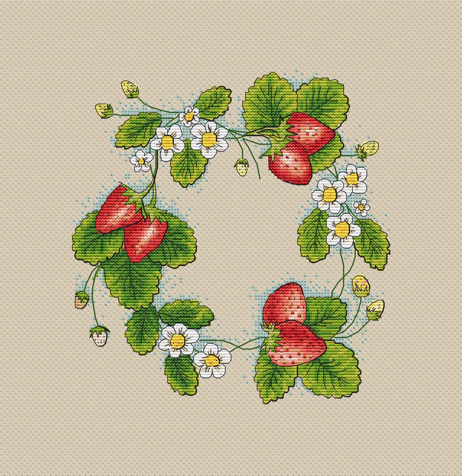 Strawberry Cross Stitch Pattern Strawberry Wreath Cross Stitch | Etsy