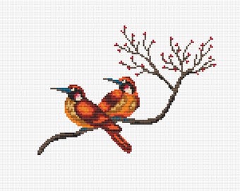 Couple of birds cross stitch pattern