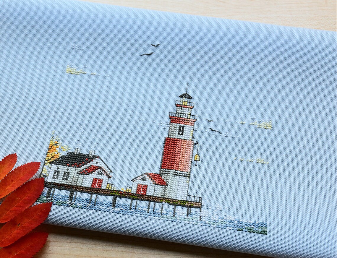 Lighthouse on the Pier Cross Stitch Pattern House on the Beach Etsy
