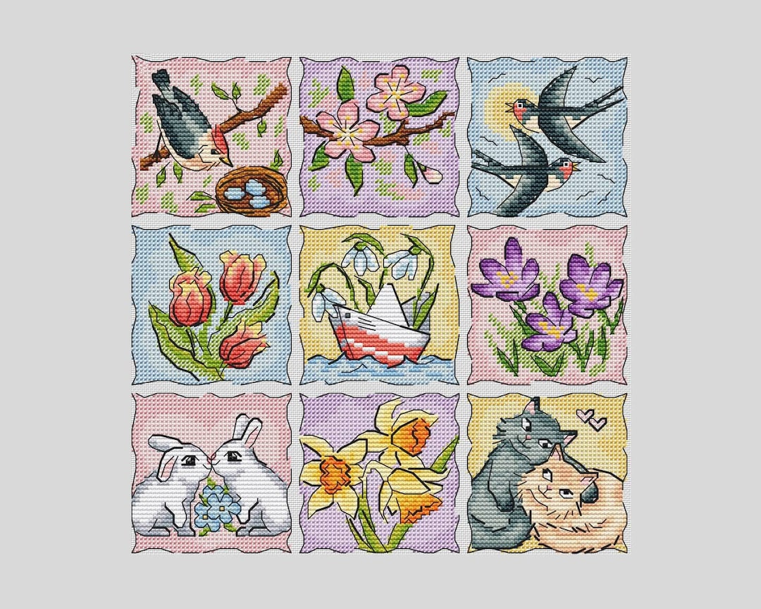 Spring Motifs Cross Stitch Pattern - Etsy