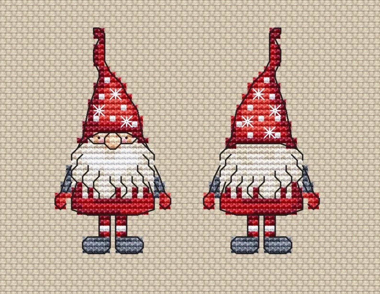 Little gnome cross stitch pattern gnome with red hat cross Etsy