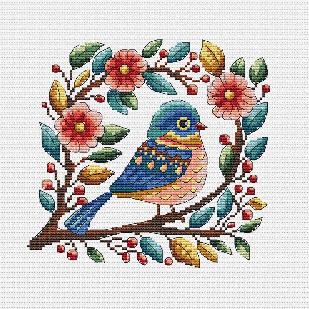Bird and Flowers Cross Stitch Pattern - Etsy