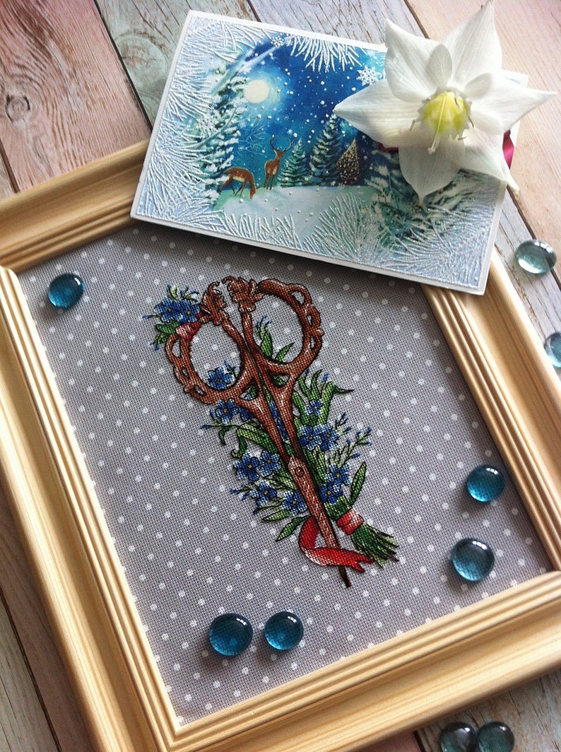 Vintage Scissors Cross Stitch Pattern Needlework Symbol Cross Etsy