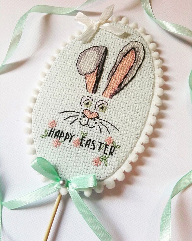 Happy Easter cross stitch pattern Easter bunny cross stitch | Etsy