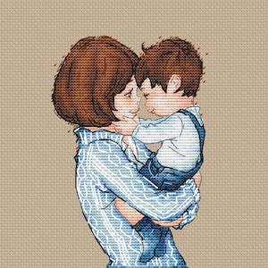 Mother and son cross stitch pattern Mom with baby cross stitch pattern Gift for mom cross stitch pattern by SVStitch