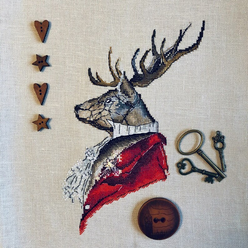 Royal Stag Cross Stitch Pattern Red Deer Cross Stitch Pattern Etsy
