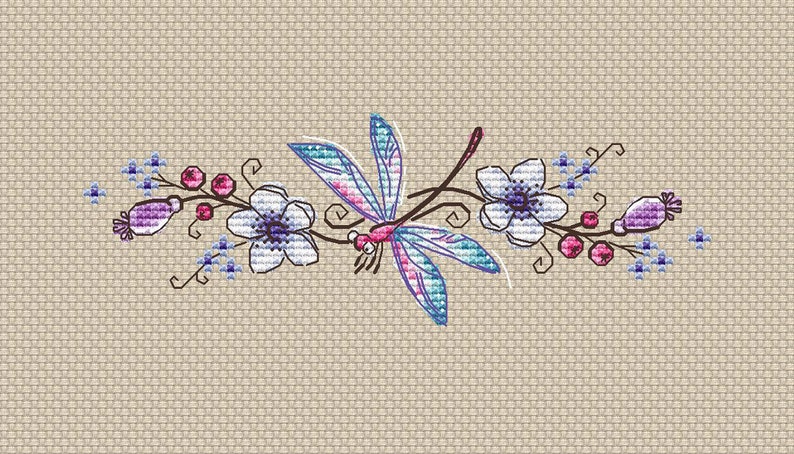 Dragonfly cross stitch pattern Instant download pdf Dragonfly image 0