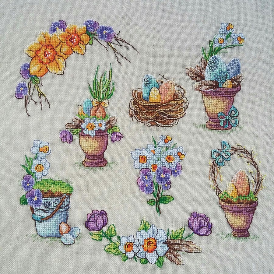 Easter Sampler Cross Stitch Pattern Easter Set Cross Stitch Egg Cross ...