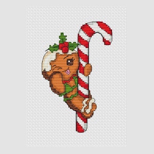 Gingerbread with candy cross stitch pattern