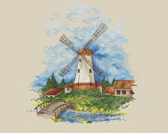 Windmill Cross Stitch Pattern Village Cross Stitch Holland Etsy