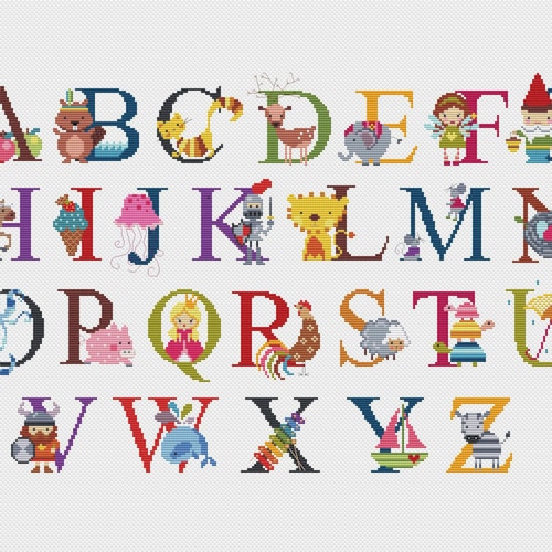 ABC Baby Toys Cross Stitch Pattern ABC Cross Stitch Baby Gift Etsy