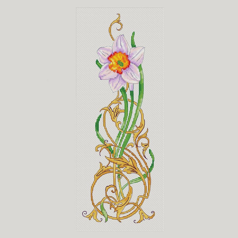 Daffodil cross stitch pattern flower instant download pdf | Etsy