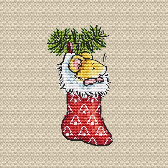 Christmas Stocking Cross Stitch Pattern Christmas Mouse Etsy