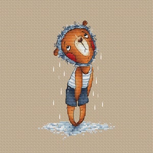 Cute Bear cross stitch pattern Teddy bear in swimsuit cross stitch bear boy cross stitch pattern by SVStitch