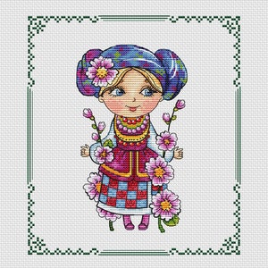 Ukrainian girl cross stitch pattern Ukraine digital download
