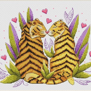 Tigers in love cross stitch pattern