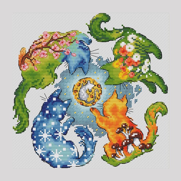 Four seasons cross stitch pattern