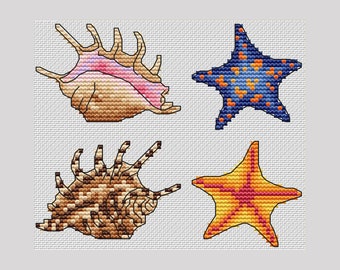 Starfish cross stitch pattern