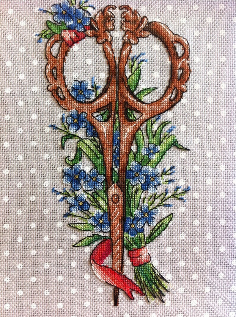 Vintage Scissors Cross Stitch Pattern Needlework Symbol Cross Etsy