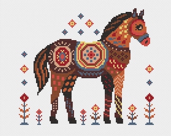 Brown horse cross stitch pattern