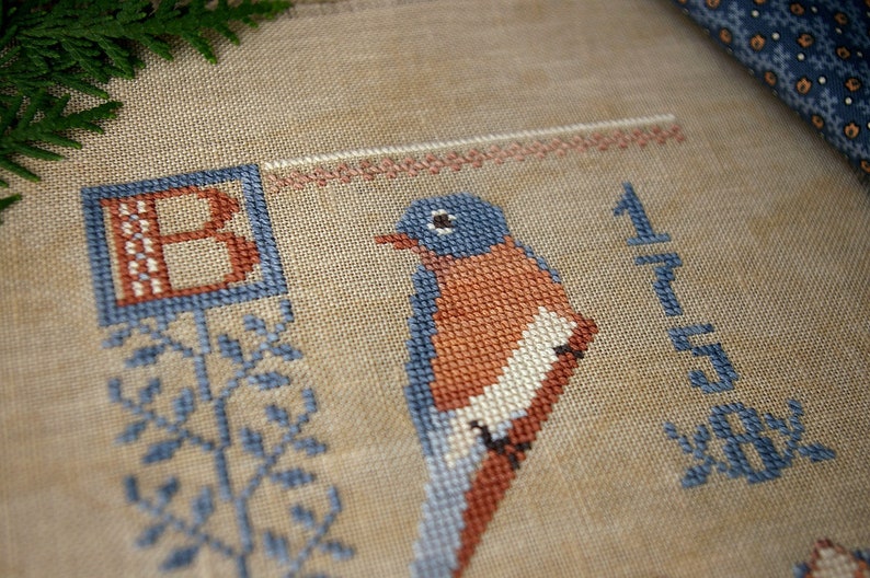 Bluebird Cross Stitch Pattern Primitive Bluebird Instant - Etsy