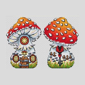 Fly agaric cross stitch pattern