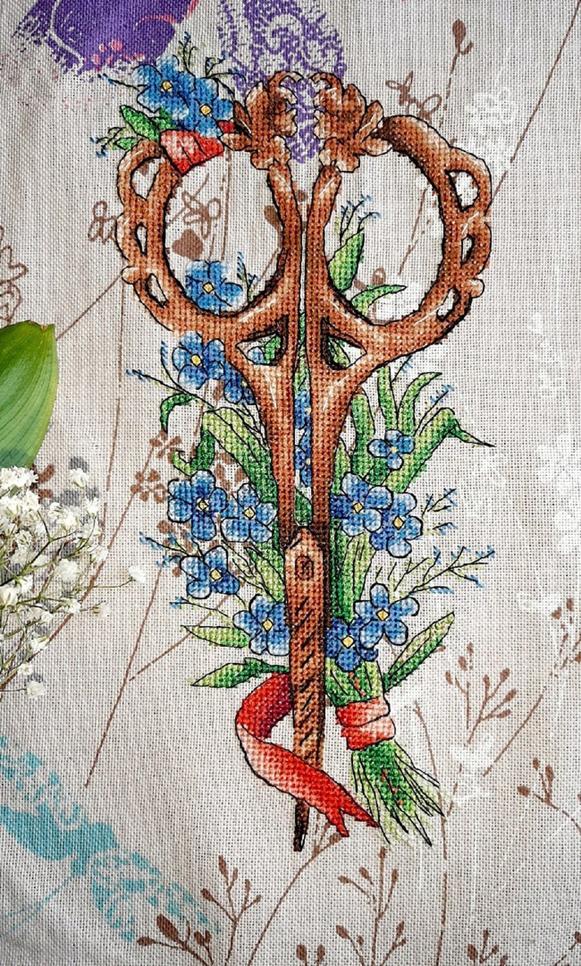 Vintage Scissors Cross Stitch Pattern Needlework Symbol Cross Etsy
