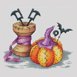 Halloween pincushion cross stitch pattern