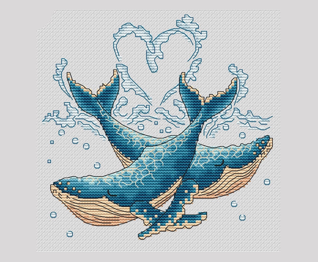 Pair of Whales Cross Stitch Pattern pic