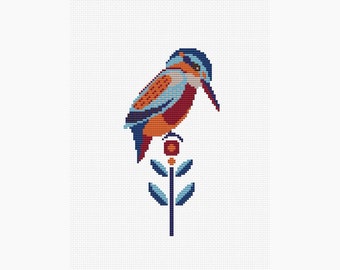 Kingfisher cross stitch pattern