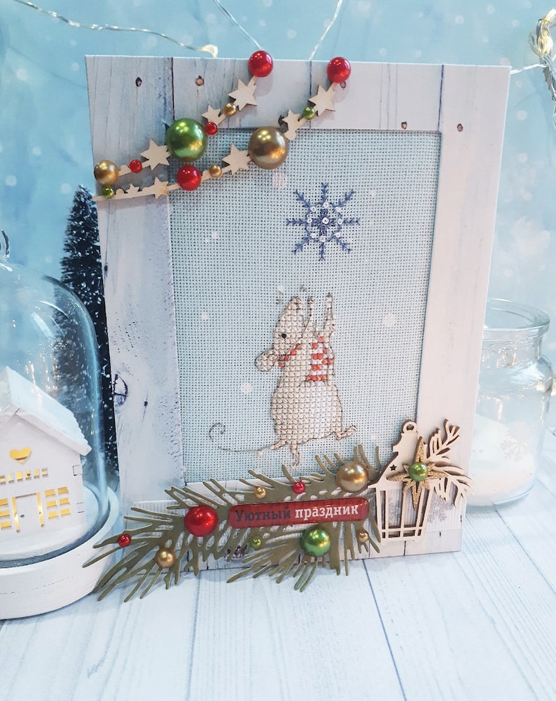 Snow baby cross stitch pattern little mouse cross stitch winter cross stitch Christmas cross stitch white mouse cross stitch cute embroidery