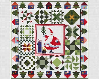 Christmas patchwork cross stitch pattern