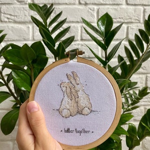 Pair of bunnies cross stitch pattern bunnies in love cross stitch image 3