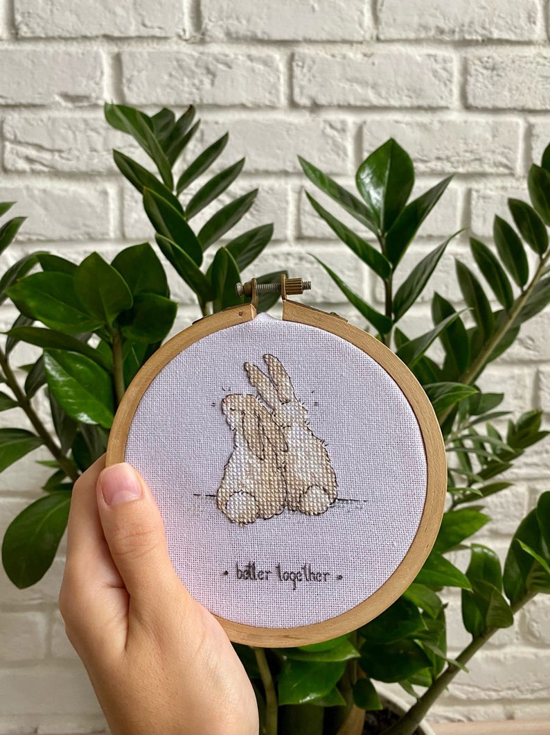 Pair of bunnies cross stitch pattern bunnies in love cross stitch image 3