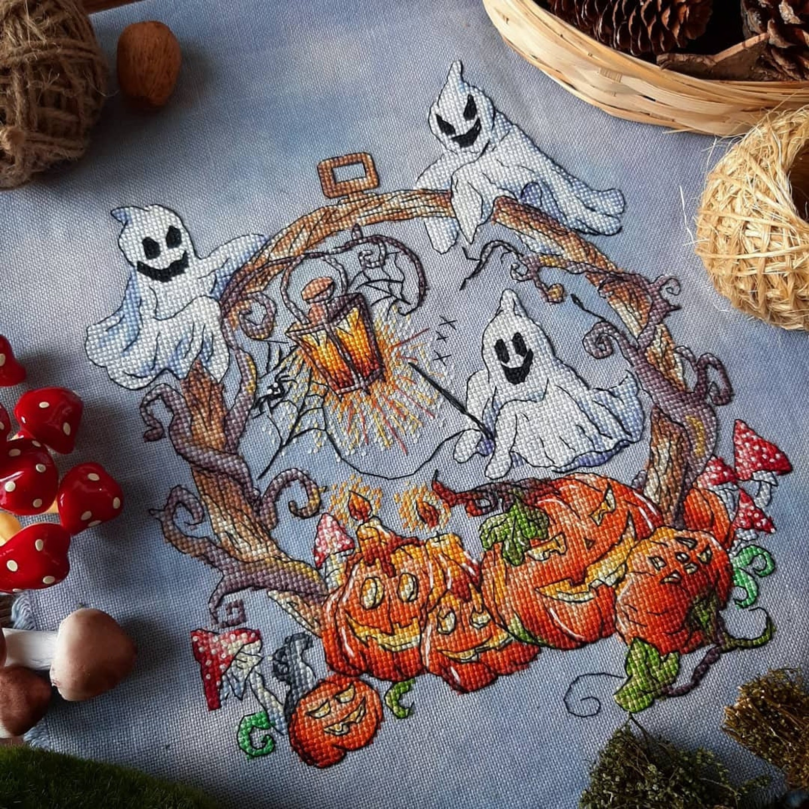 Spooky Ghosts Cross Stitch Pattern Halloween Cross Stitch Etsy