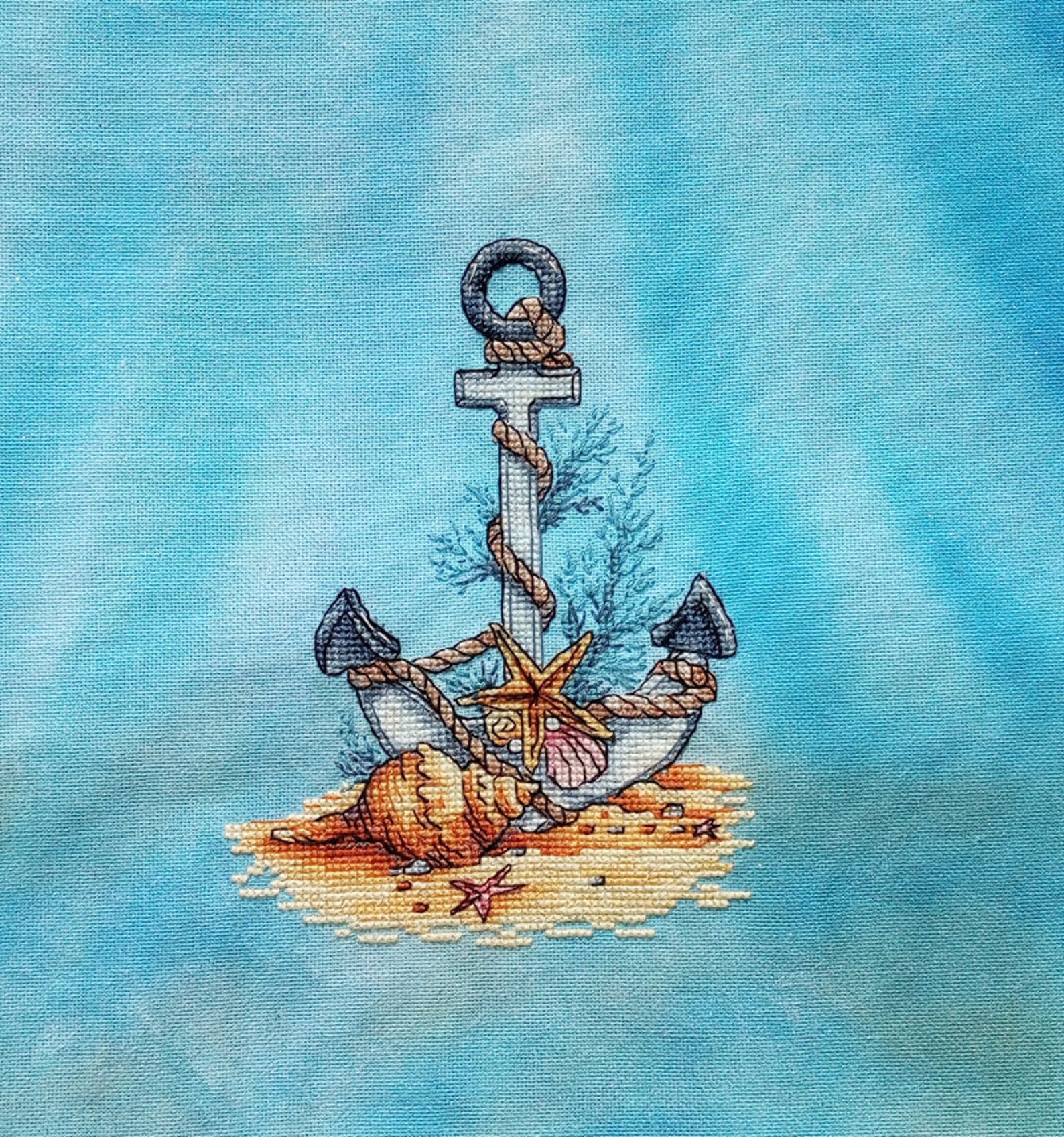 Anchor With Shells Cross Stitch Pattern Anchor With Rope Etsy