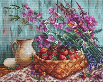 Strawberry cross stitch pattern